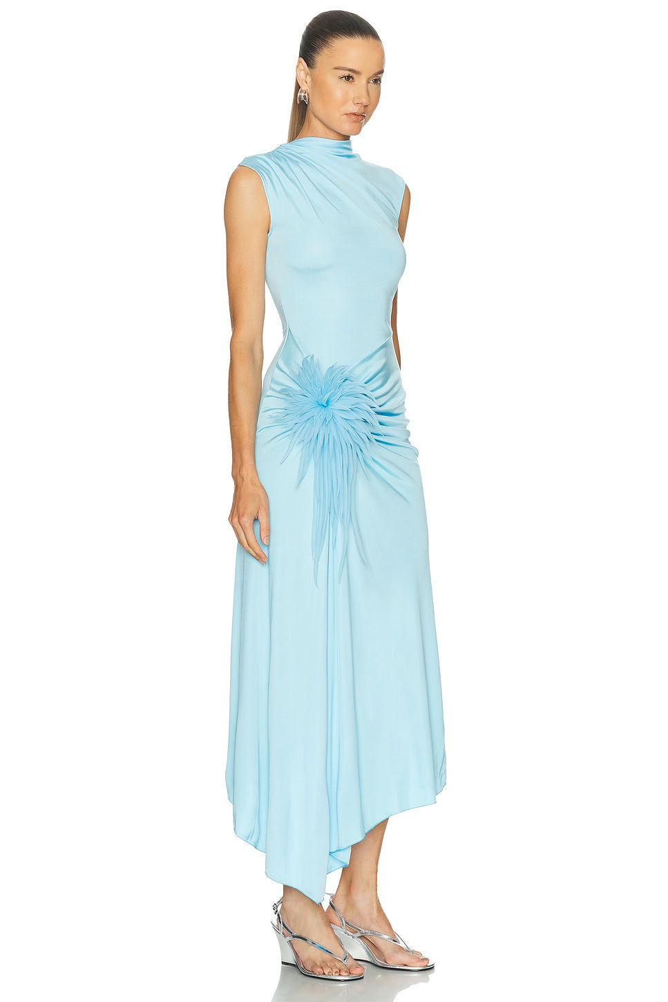 Cactus Dahlia Embroidered Draped Dress