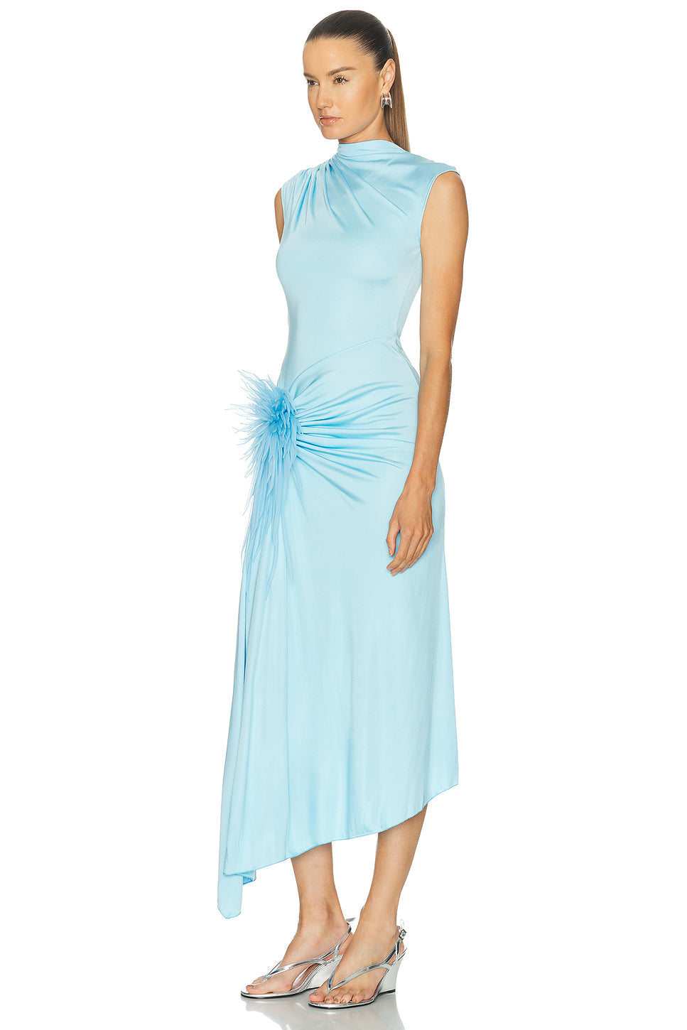 Cactus Dahlia Embroidered Draped Dress