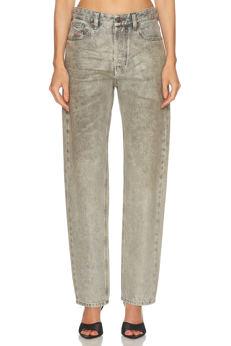 Mid Rise Straight Leg Jeans