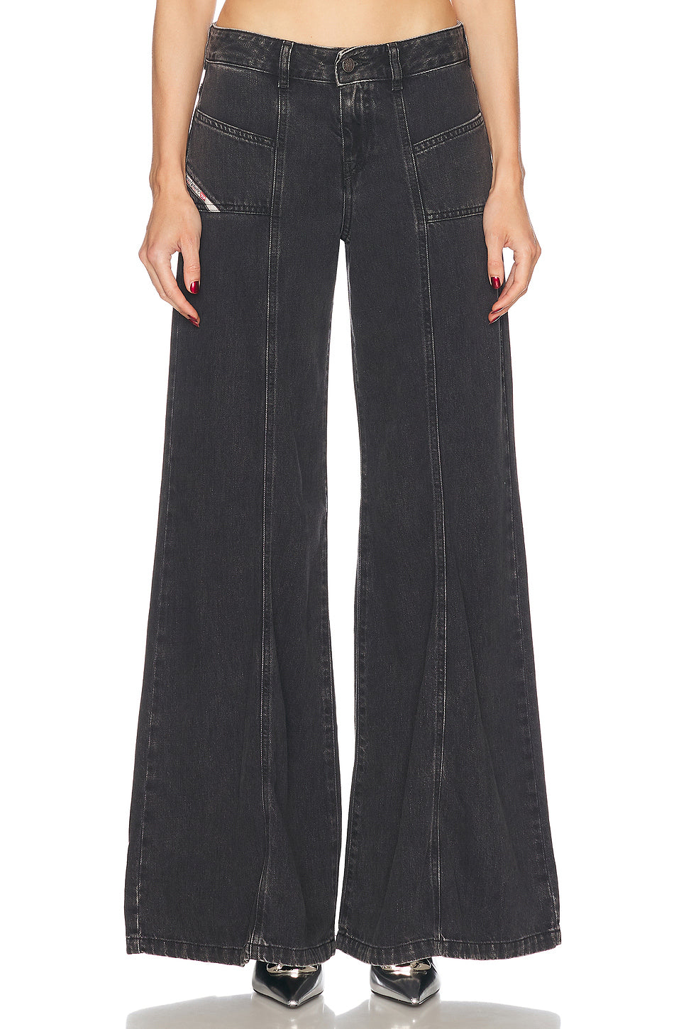 Mid Rise Flare Leg Jeans
