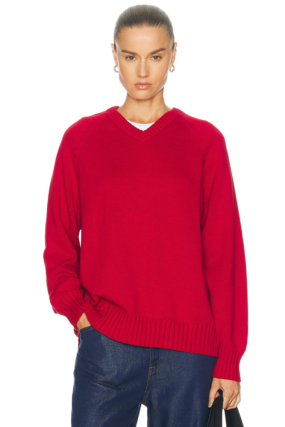The Cotton Knit V Neck Sweater