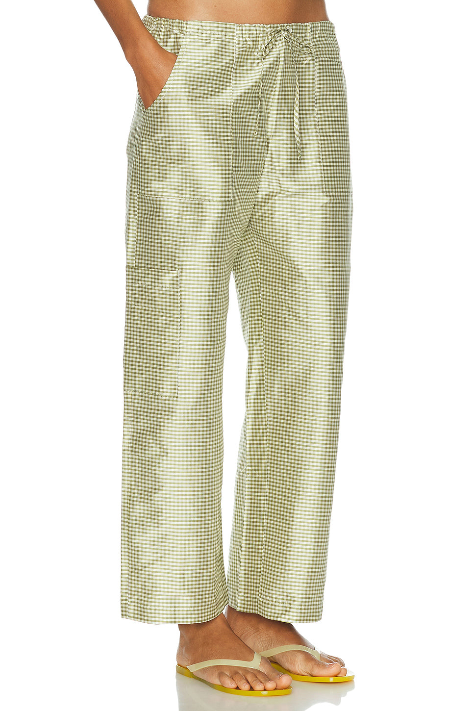 The Taffeta Gingham Drawstring Cargo Pant