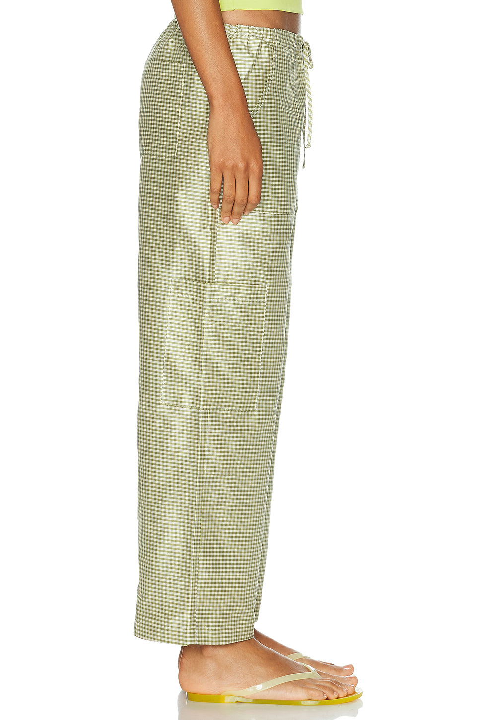 The Taffeta Gingham Drawstring Cargo Pant
