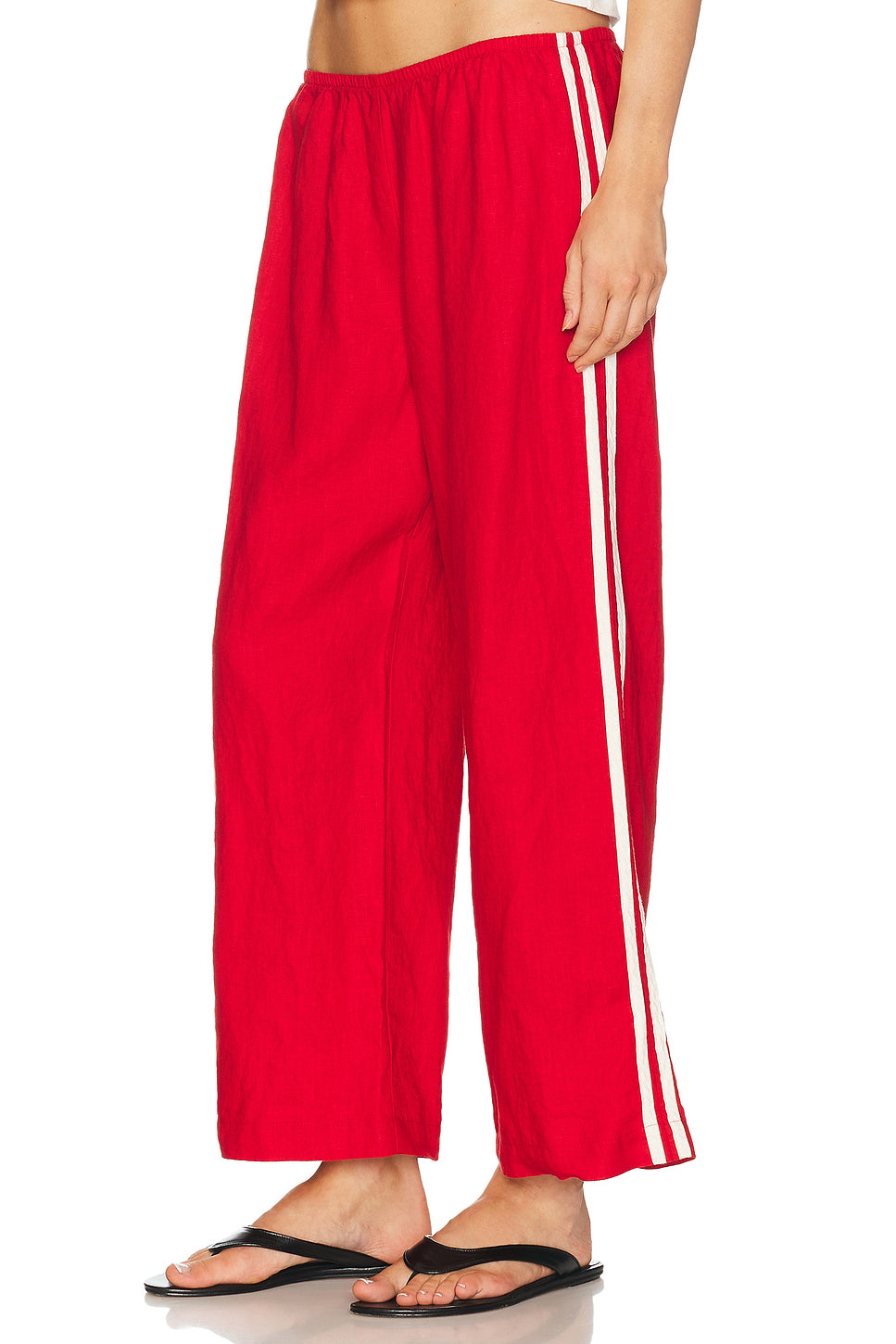 The Linen Crop Racer Stripe Pant