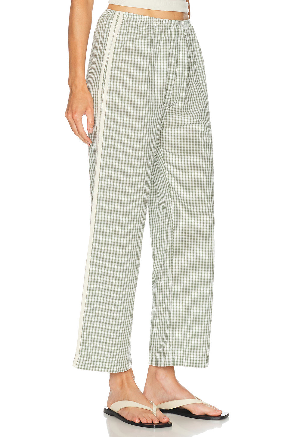 The Cotton Gingham Stripe Crop Pant