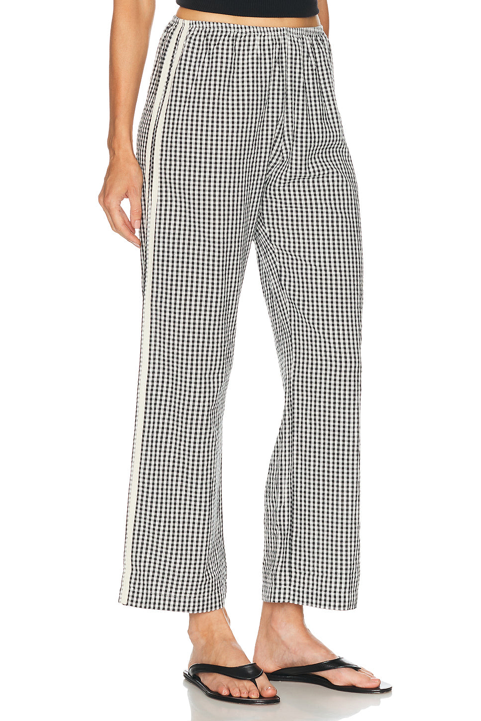 The Cotton Gingham Stripe Crop Pant