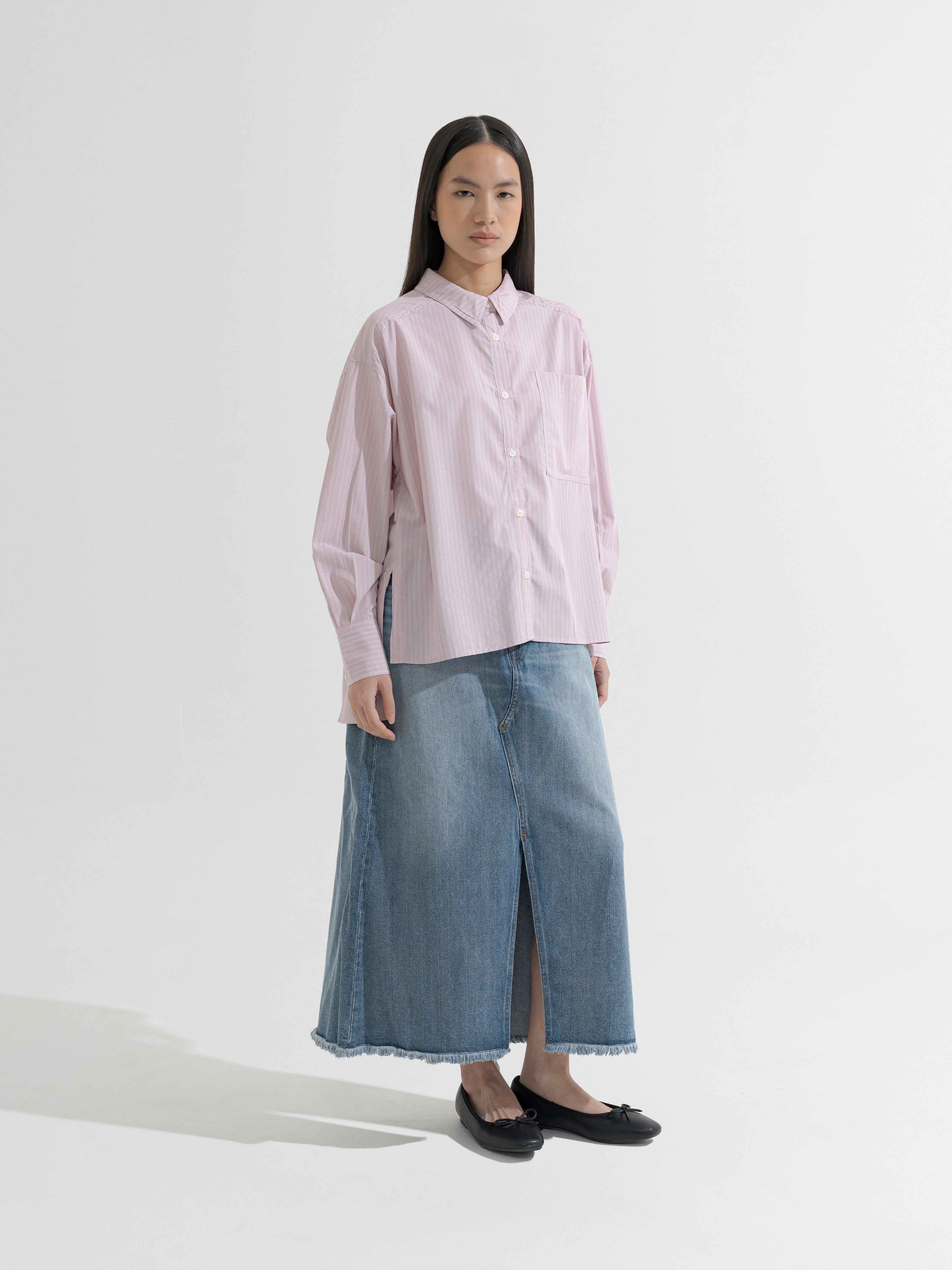 Chiryu Side Slit Striped Overshirt