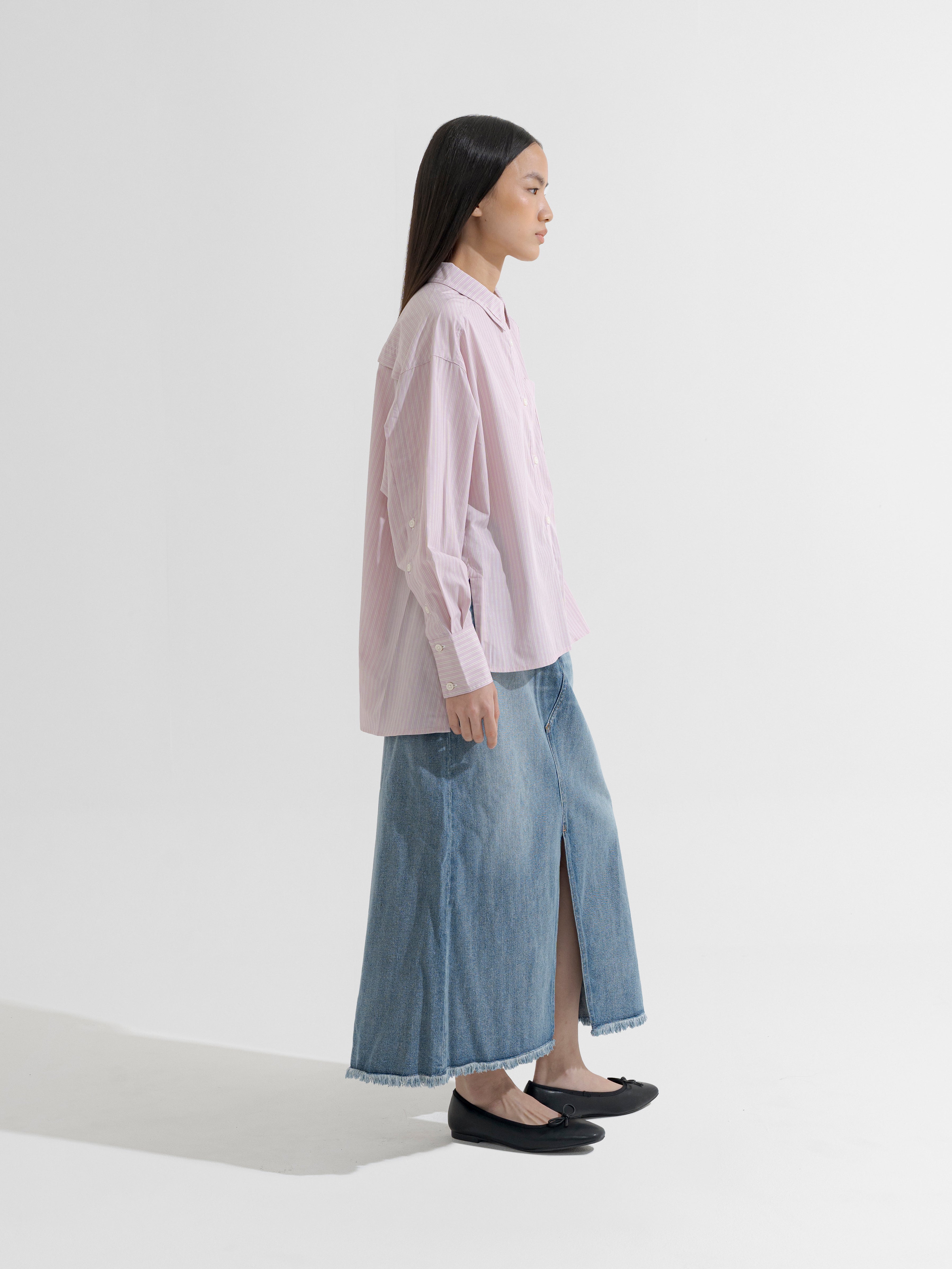 Chiryu Side Slit Striped Overshirt