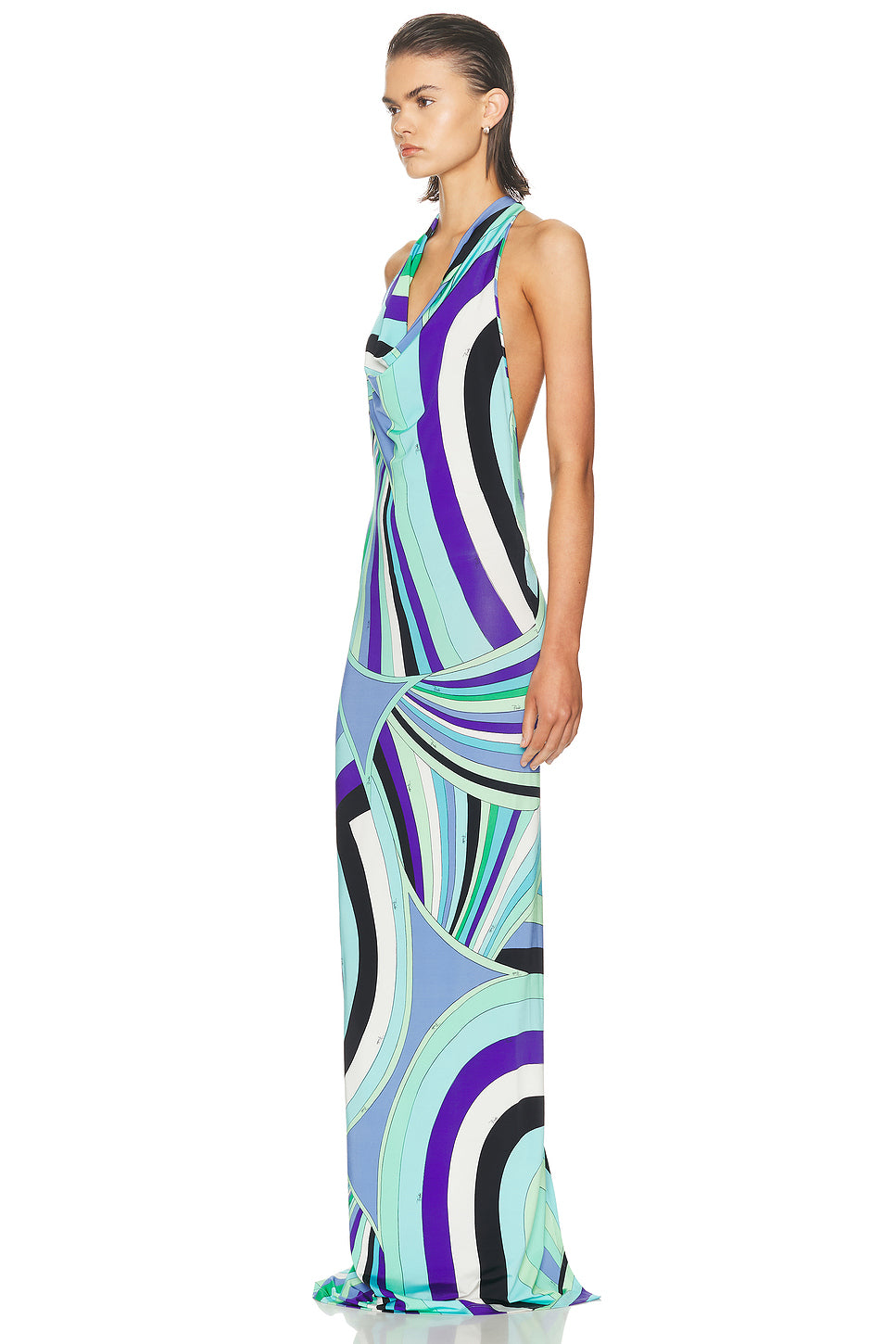 Cowl Neck Maxi Dress in Verde/lilla