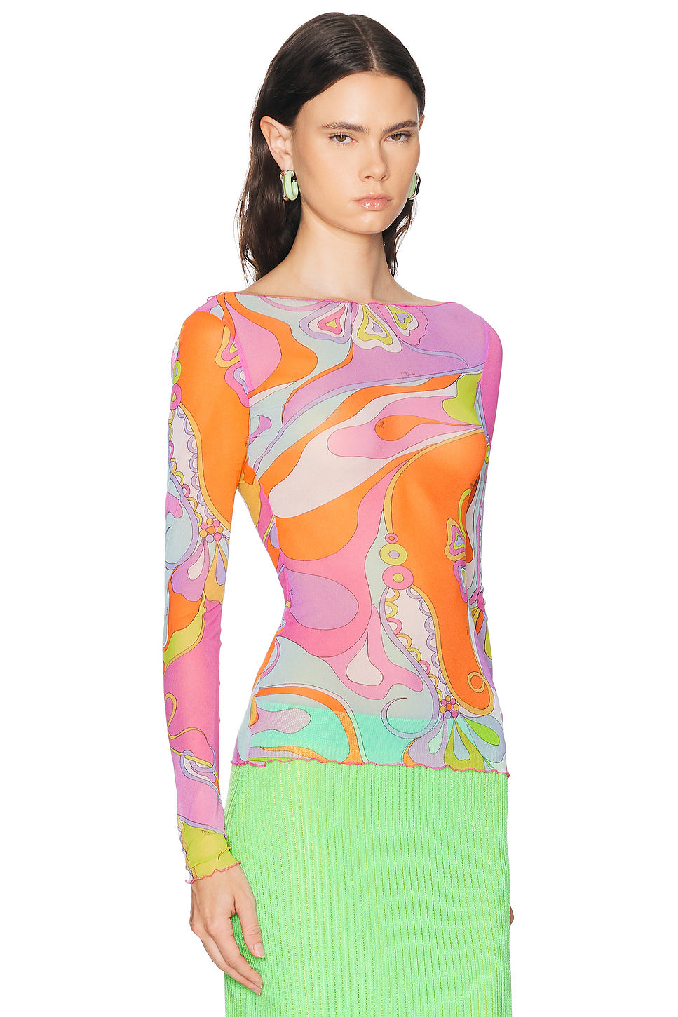 Tulle Long Sleeve Top