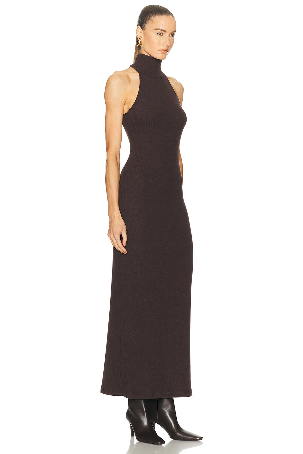 Knit Halter Turtleneck Fluid Dress