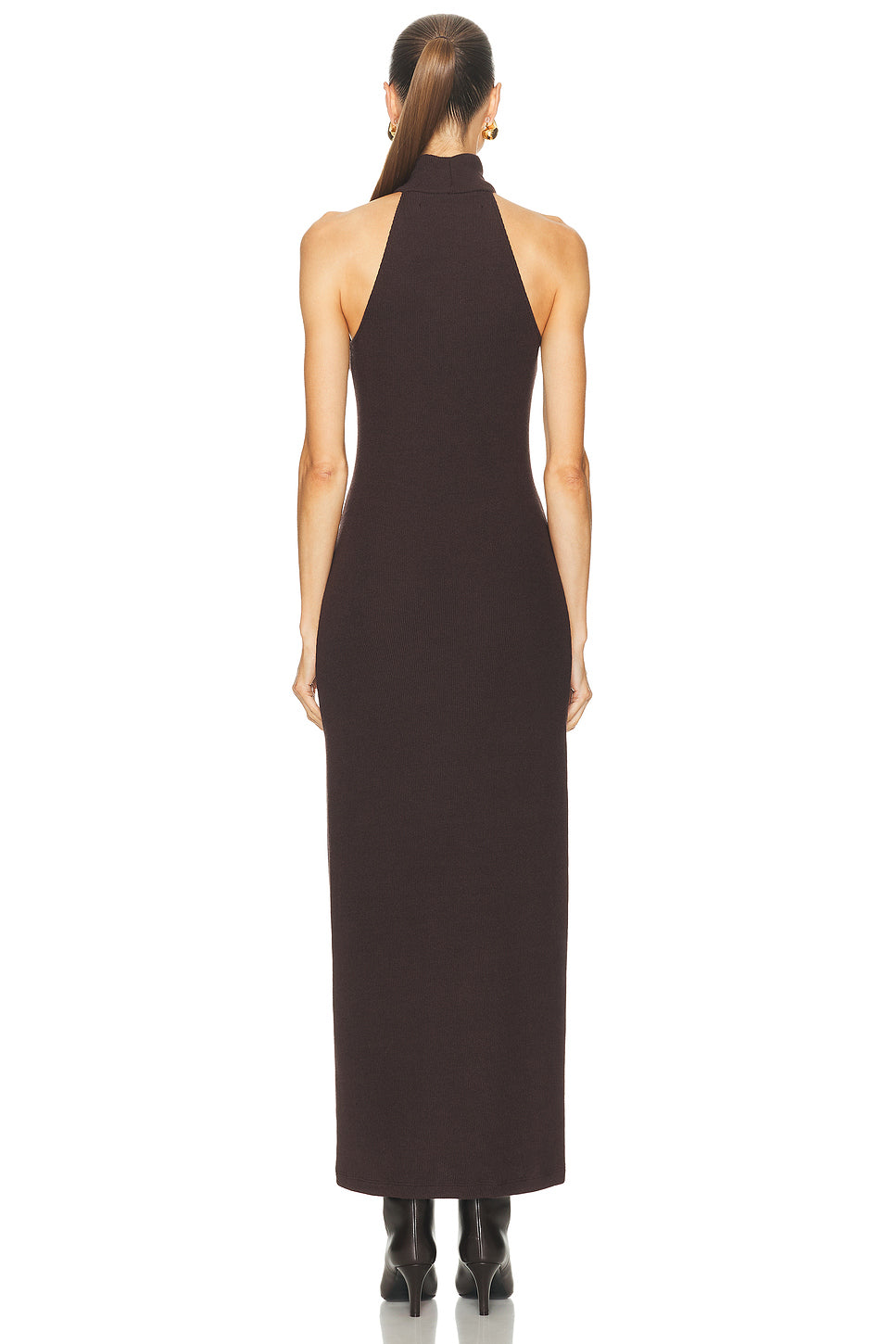 Knit Halter Turtleneck Fluid Dress