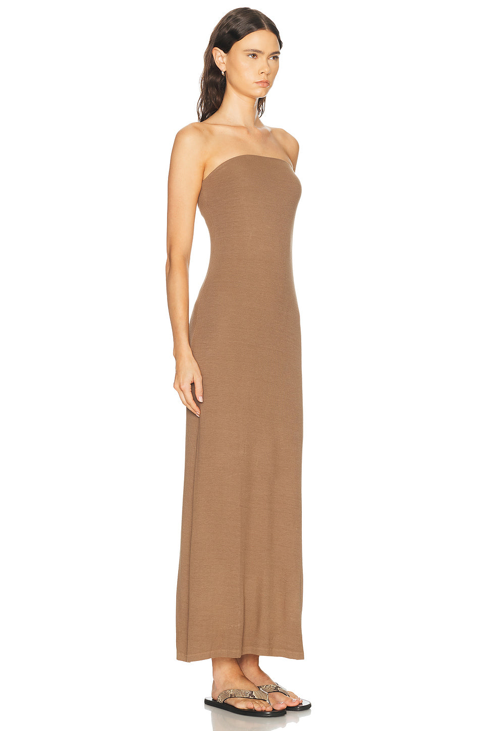 Silk Rib Strapless Fluid Dress