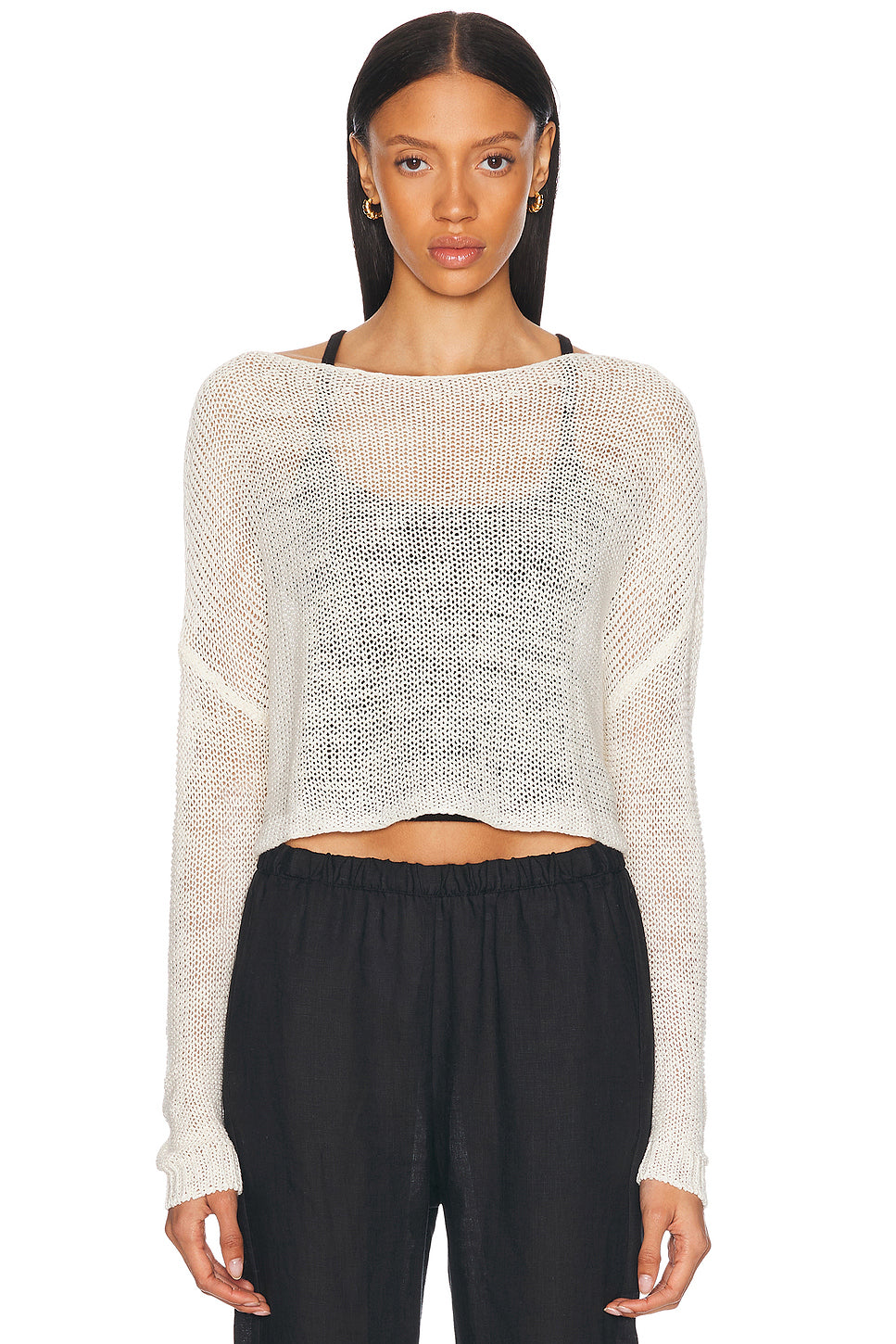 Linen Open Knit Bateau Sweater