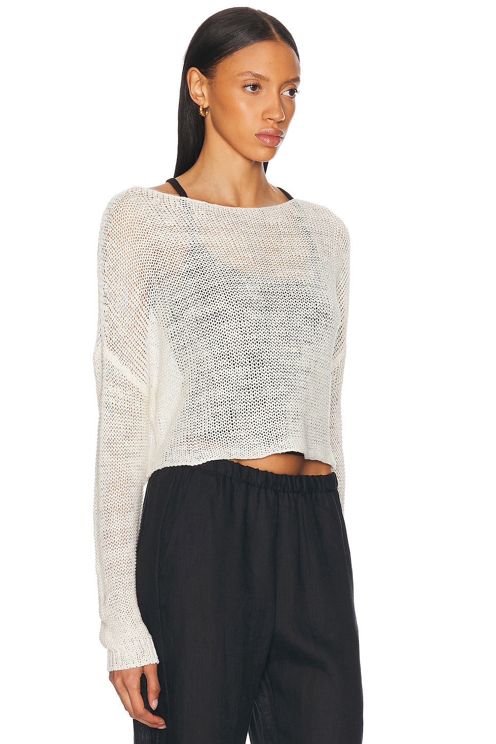 Linen Open Knit Bateau Sweater
