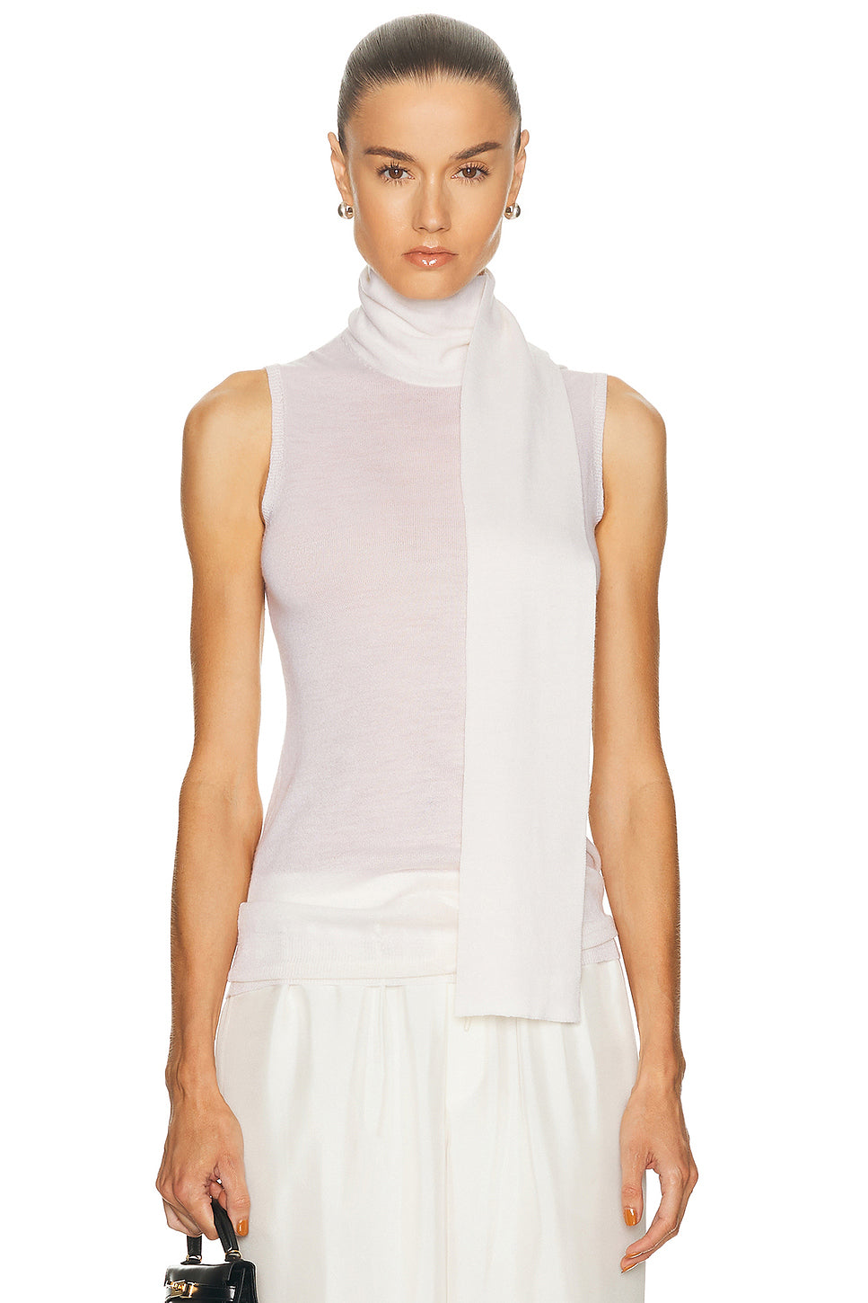 Tissue Cashmere Sleeveless Scarf Sweater