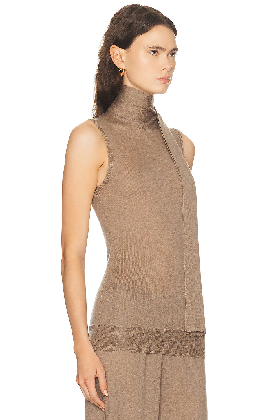 Tissue Cashmere Sleeveless Scarf Sweater