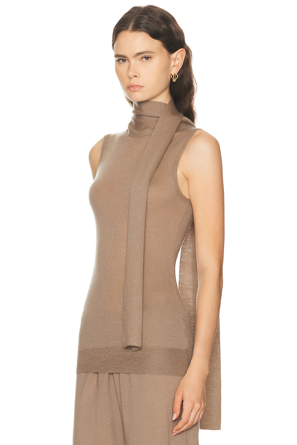 Tissue Cashmere Sleeveless Scarf Sweater