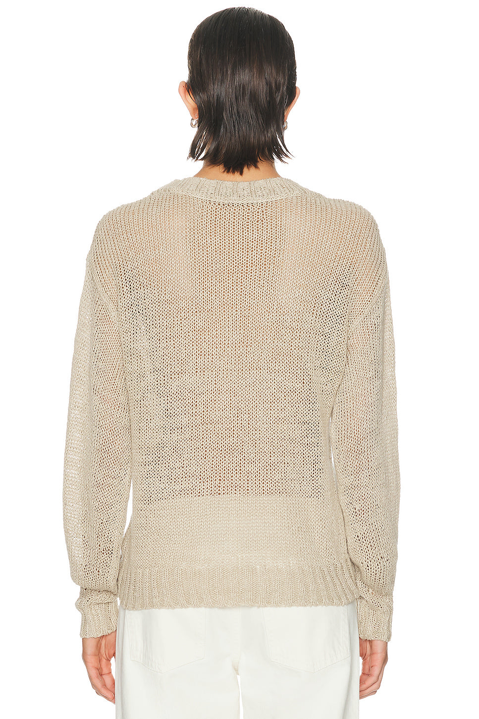 Linen Open Knit Crewneck Sweater