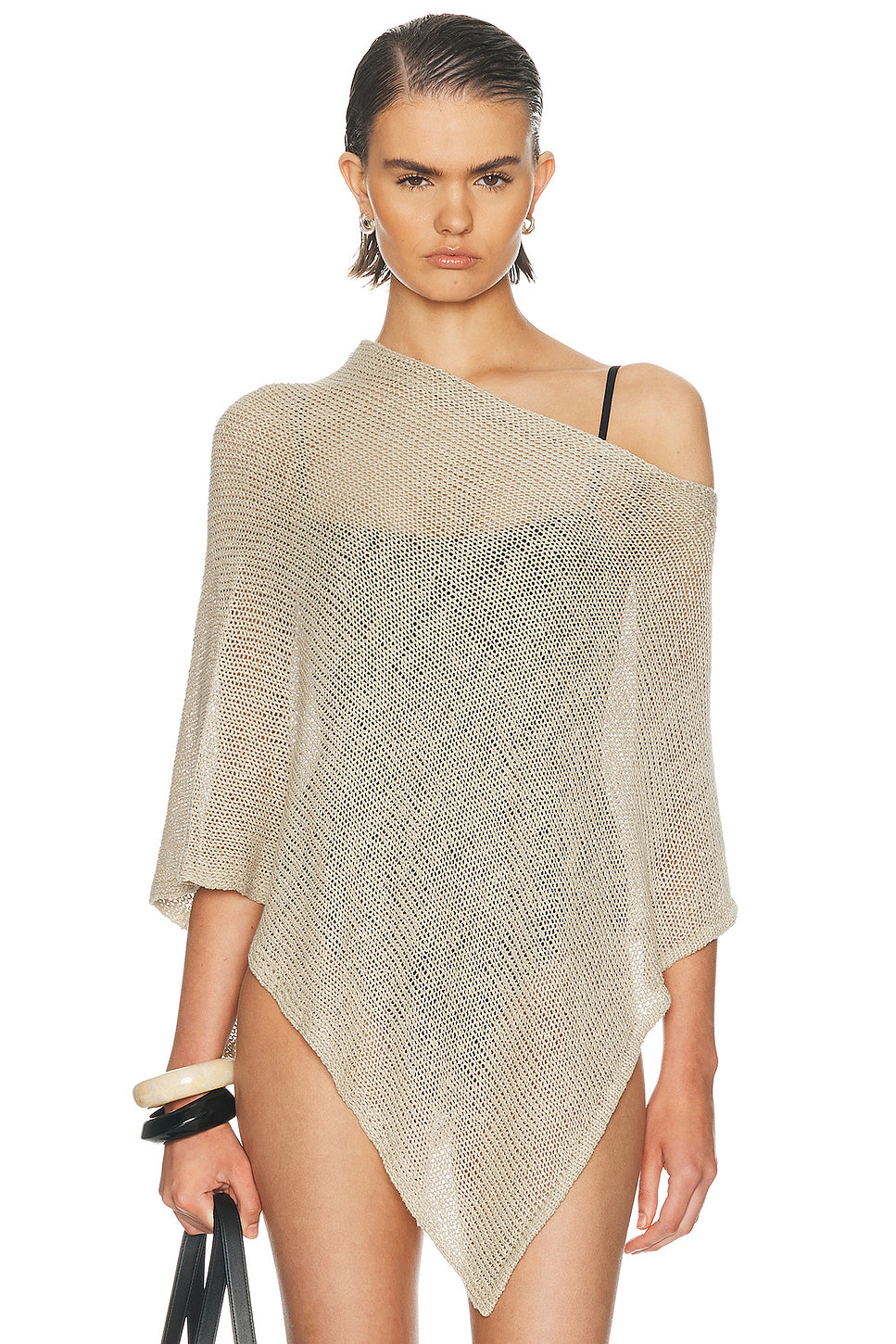 Linen Open Knit Poncho