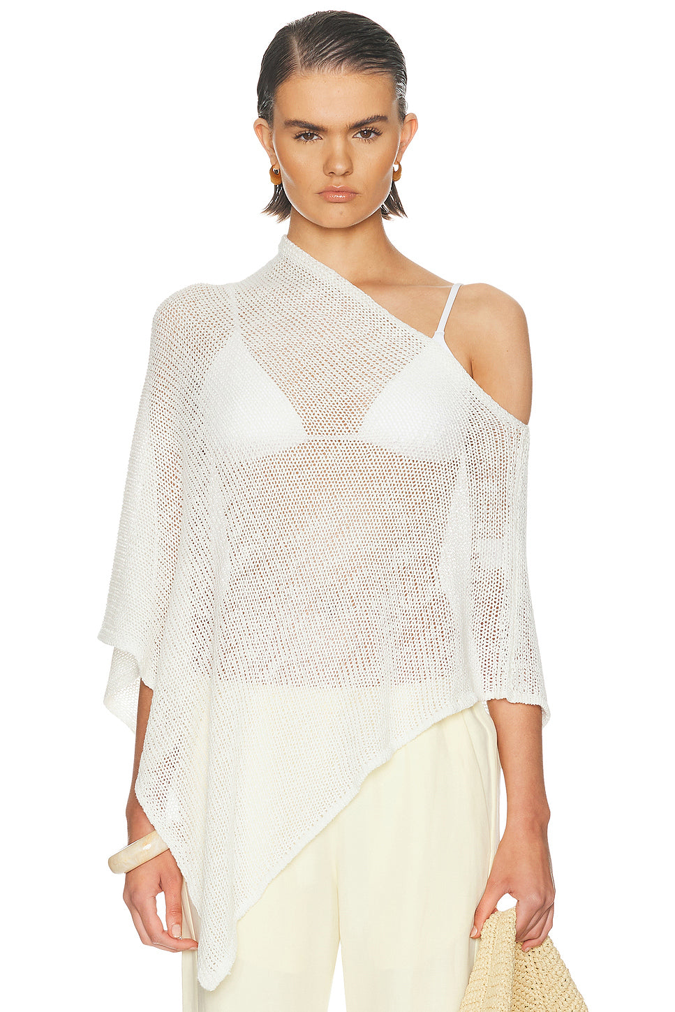 Linen Open Knit Poncho