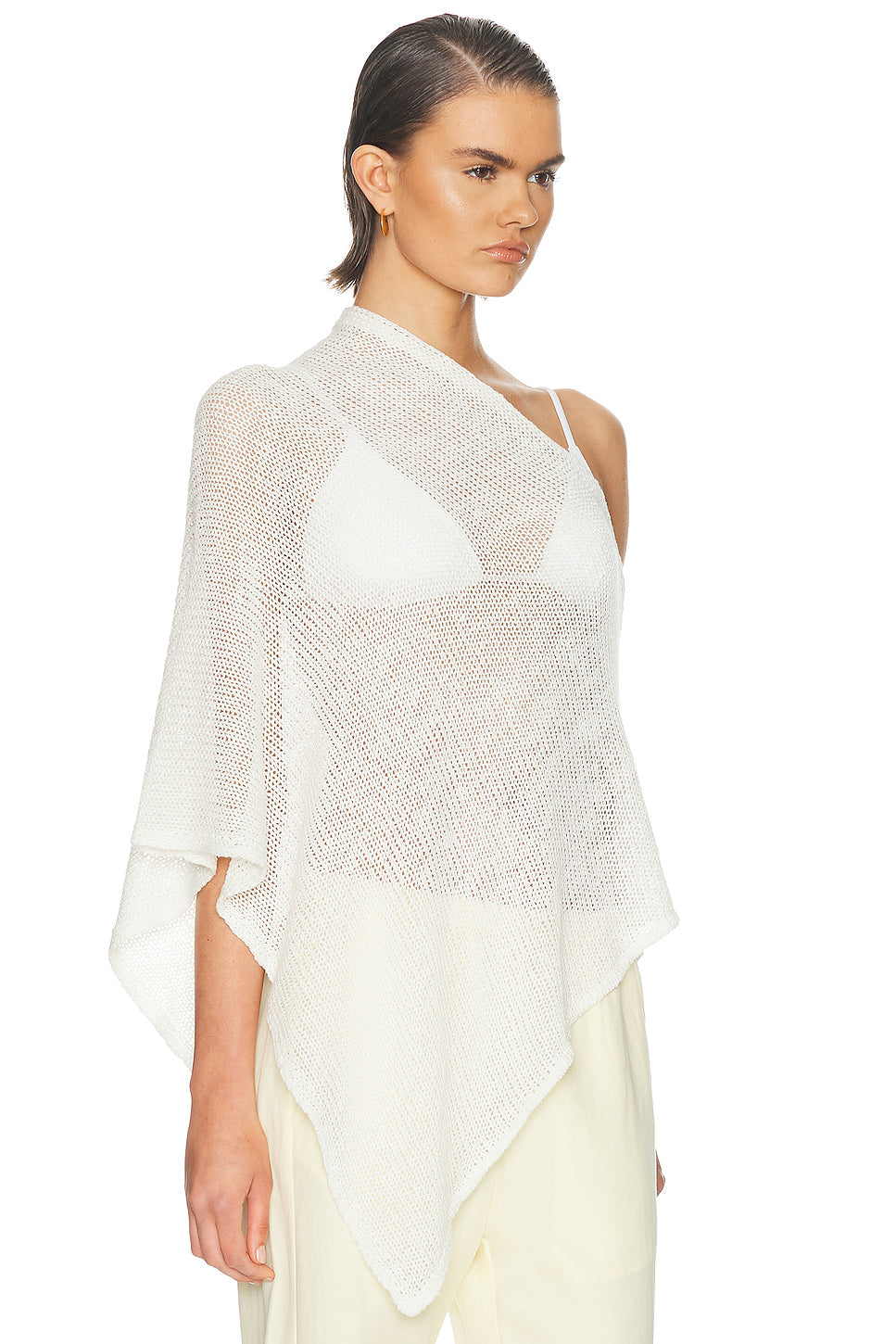 Linen Open Knit Poncho
