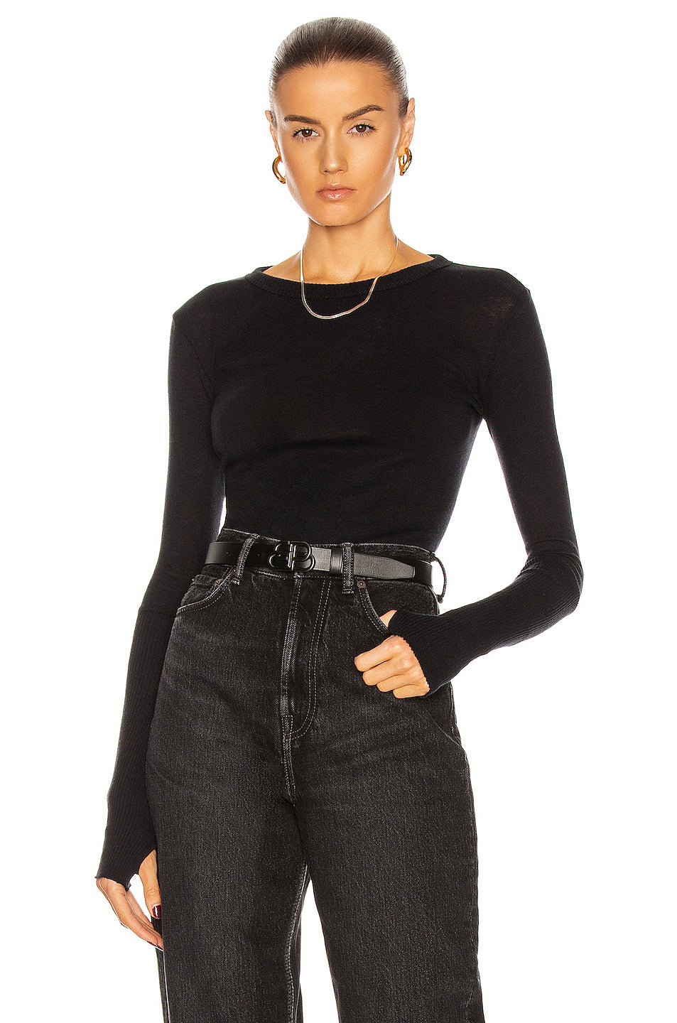 Cashmere Cuffed Crew Tee