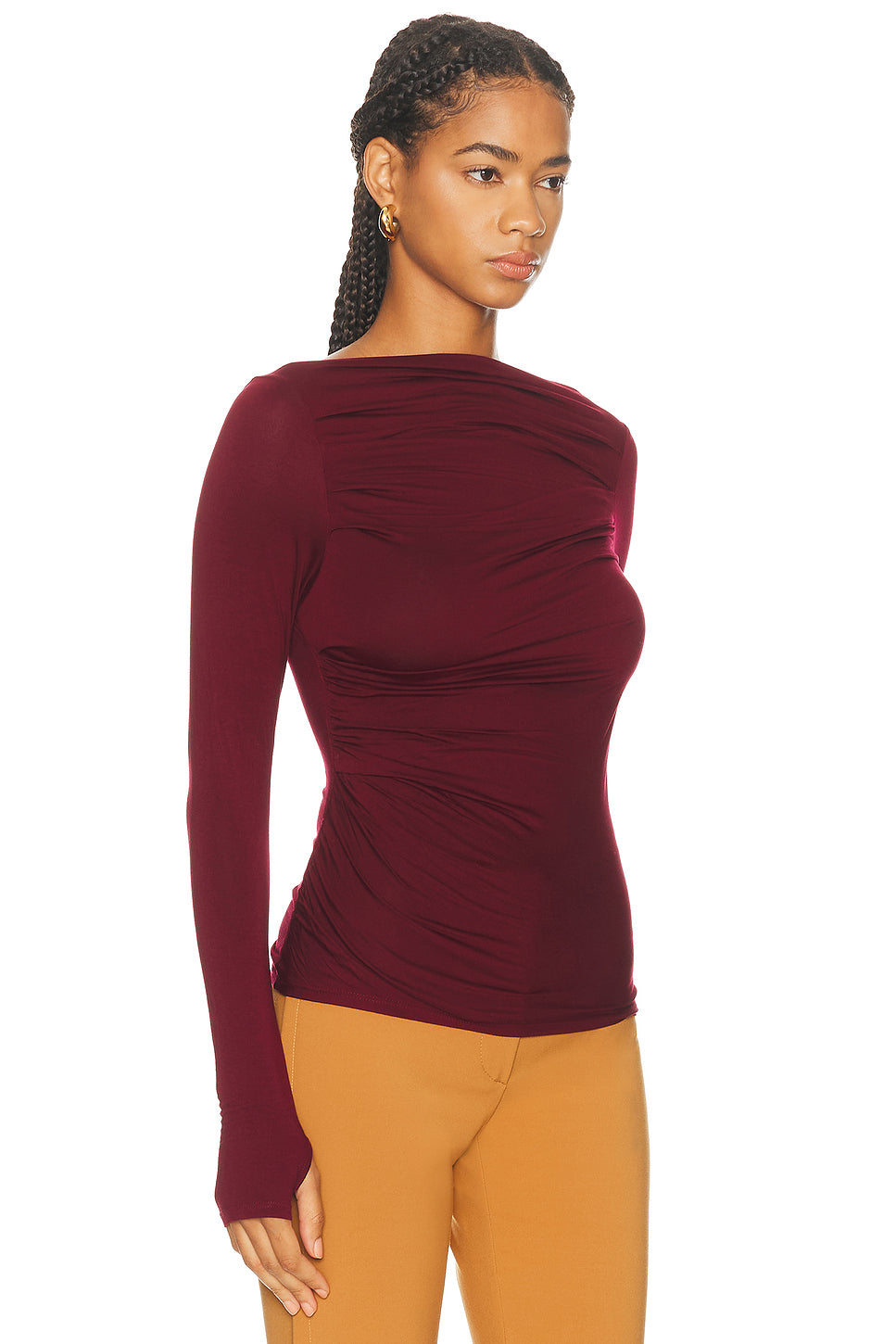 Fluid Jersey Draped Boatneck Top