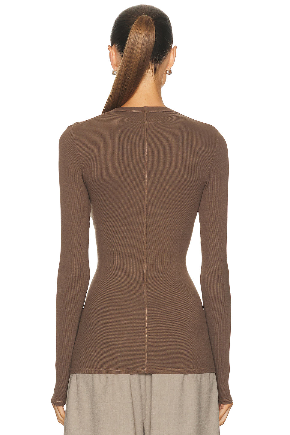 Rib Bold Long Sleeve U Top