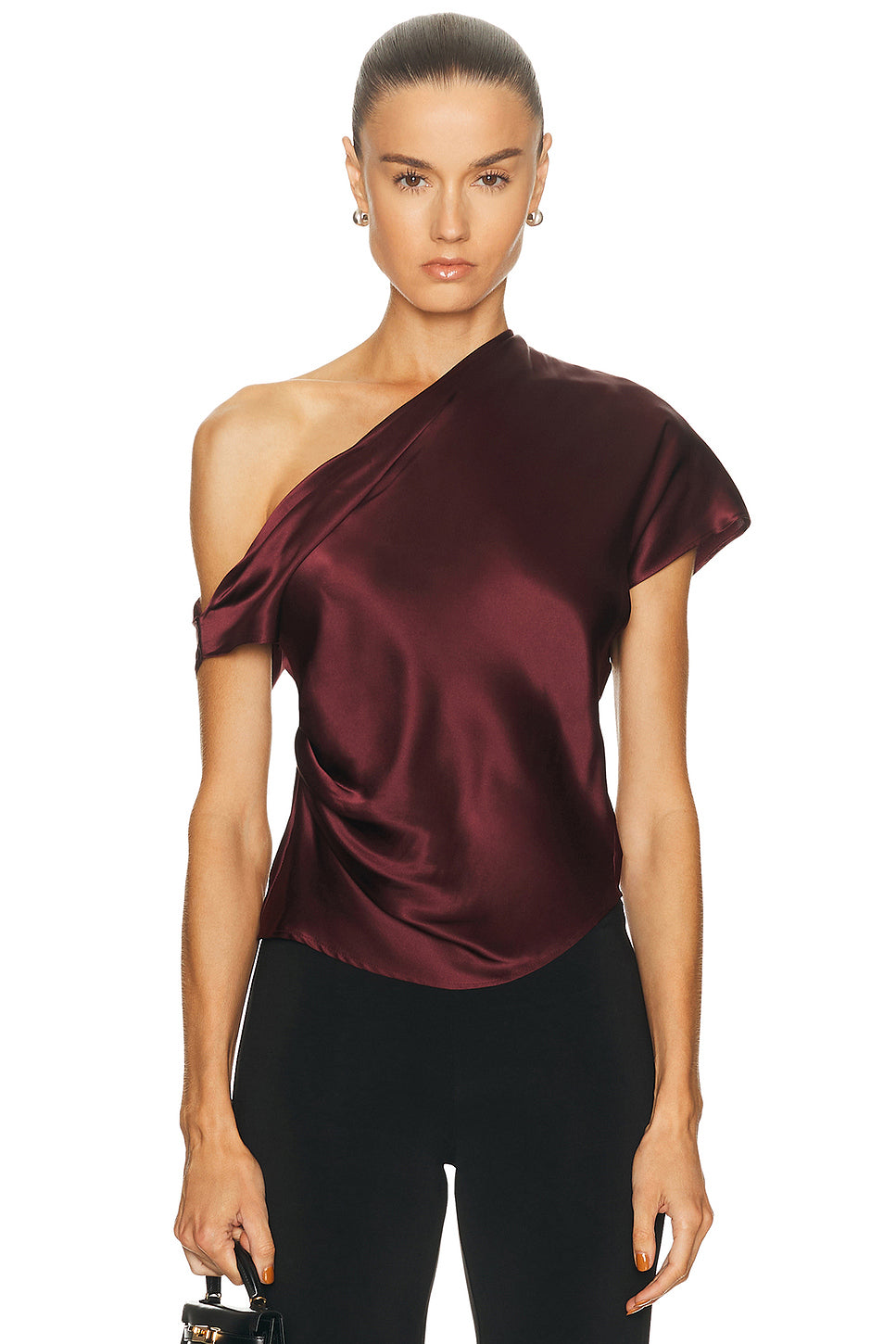Silk Satin Asymmetric Drape Top