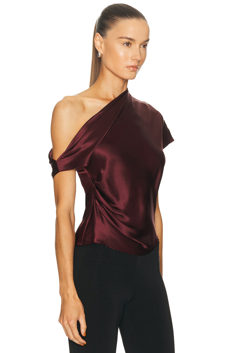 Silk Satin Asymmetric Drape Top