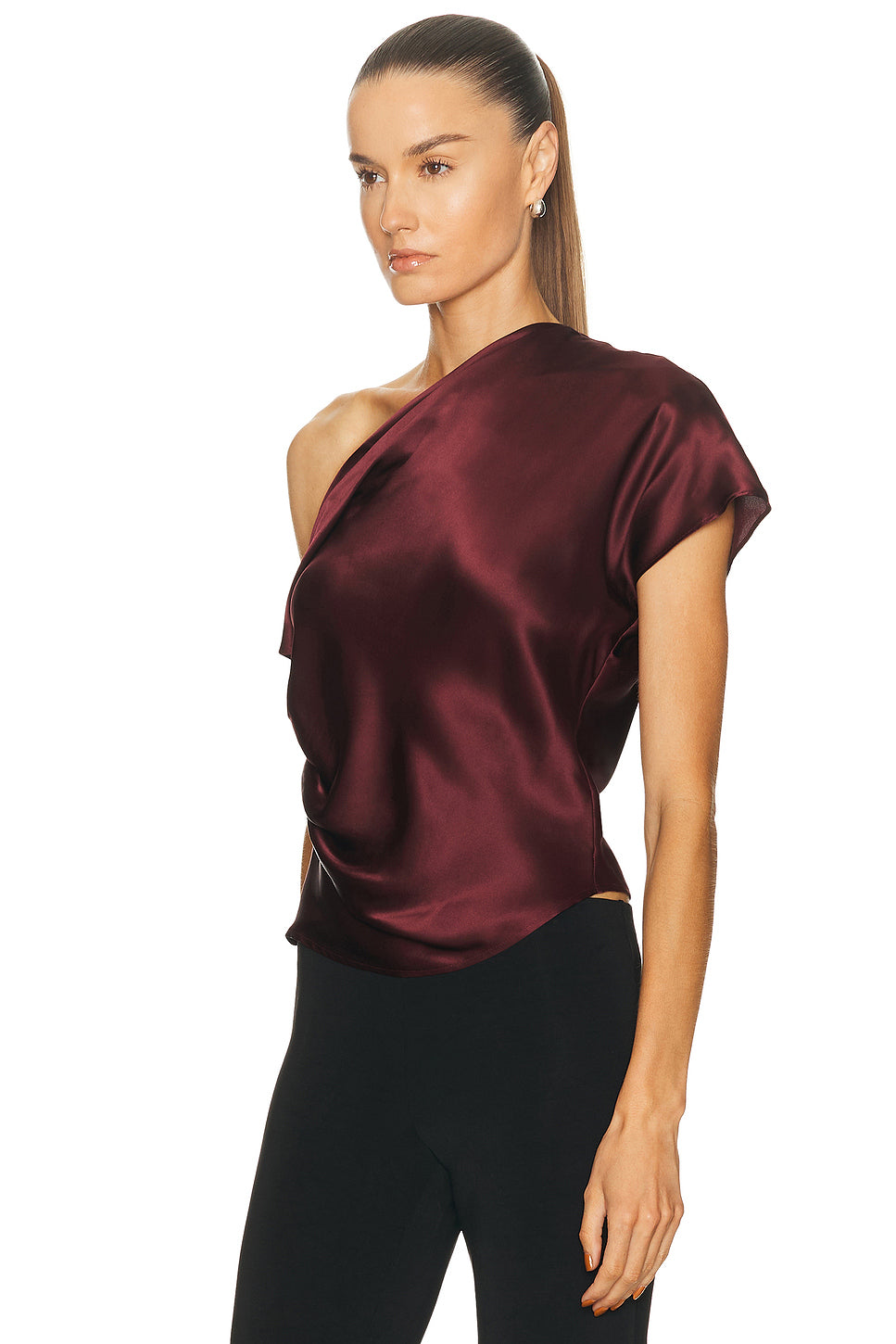 Silk Satin Asymmetric Drape Top