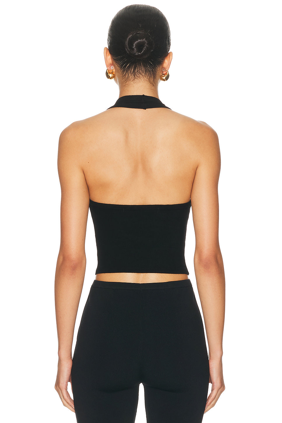 Silk Rib U Neck Halter Top