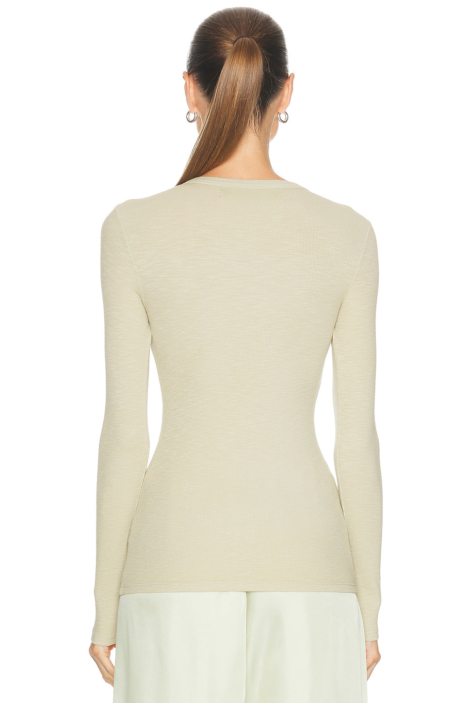Textured Rib Long Sleeve Crewneck Top