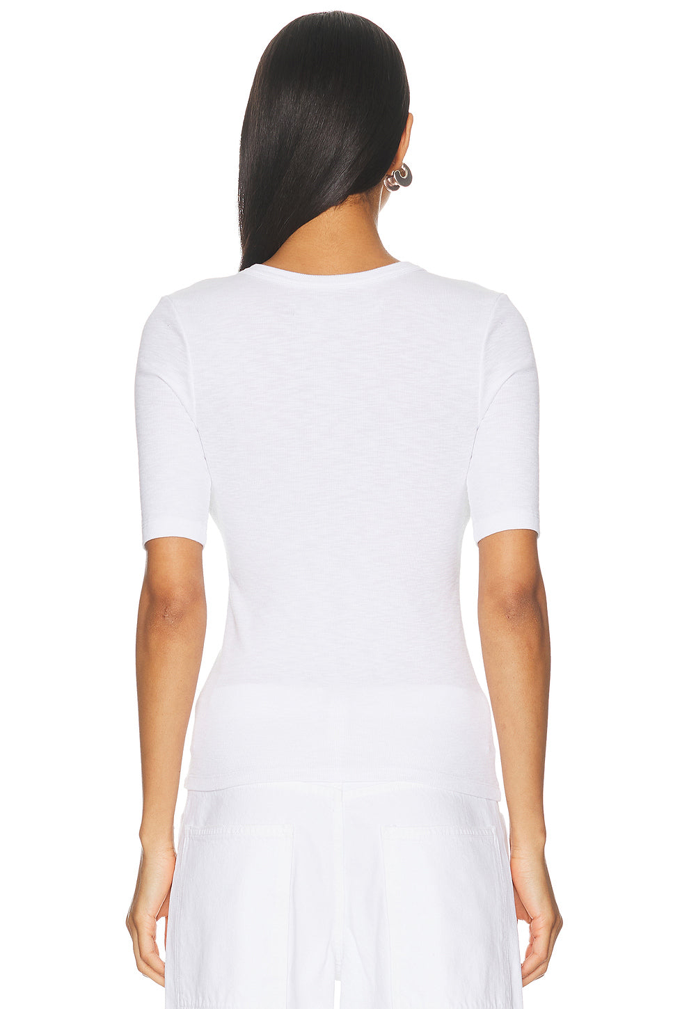Textured Rib Half Sleeve U Neck Top