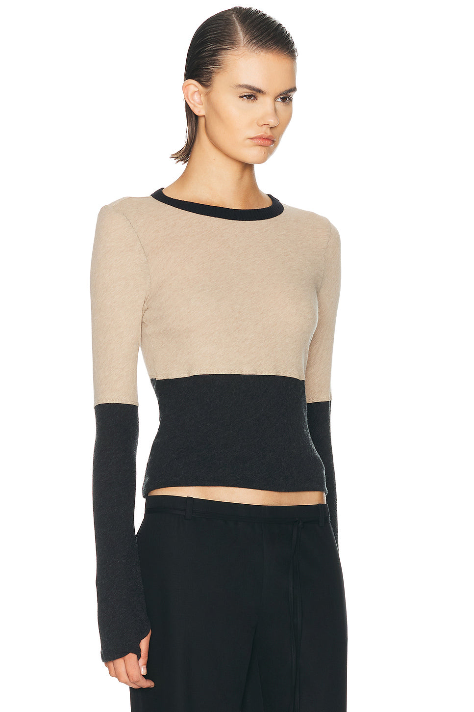 Cashmere Jersey New Classic Block Crewneck Top