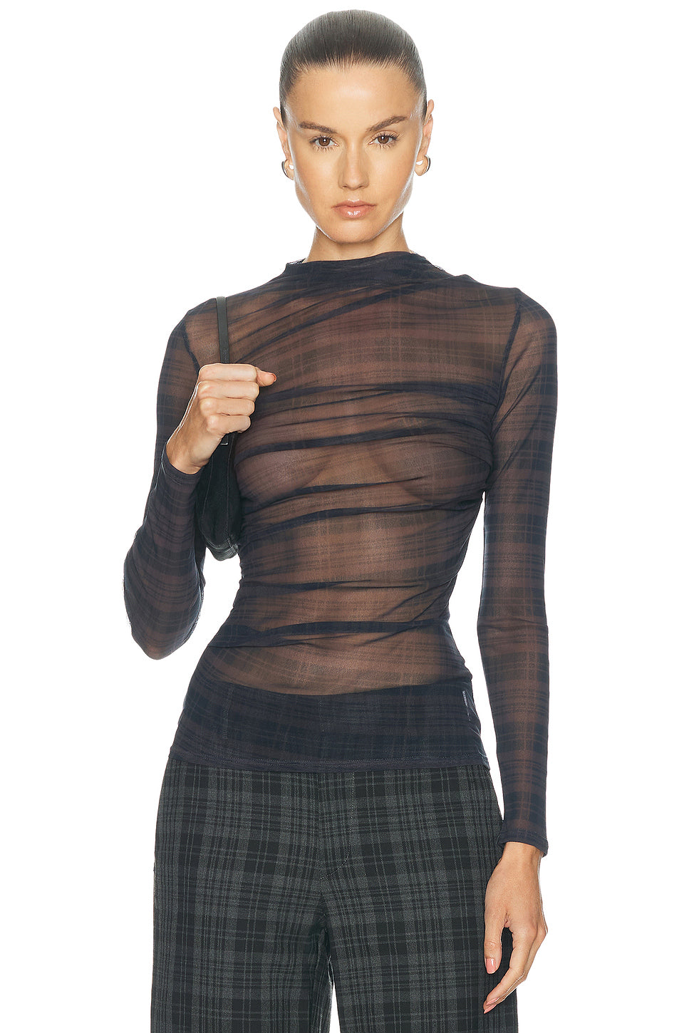 Mesh Long Sleeve Twist Top