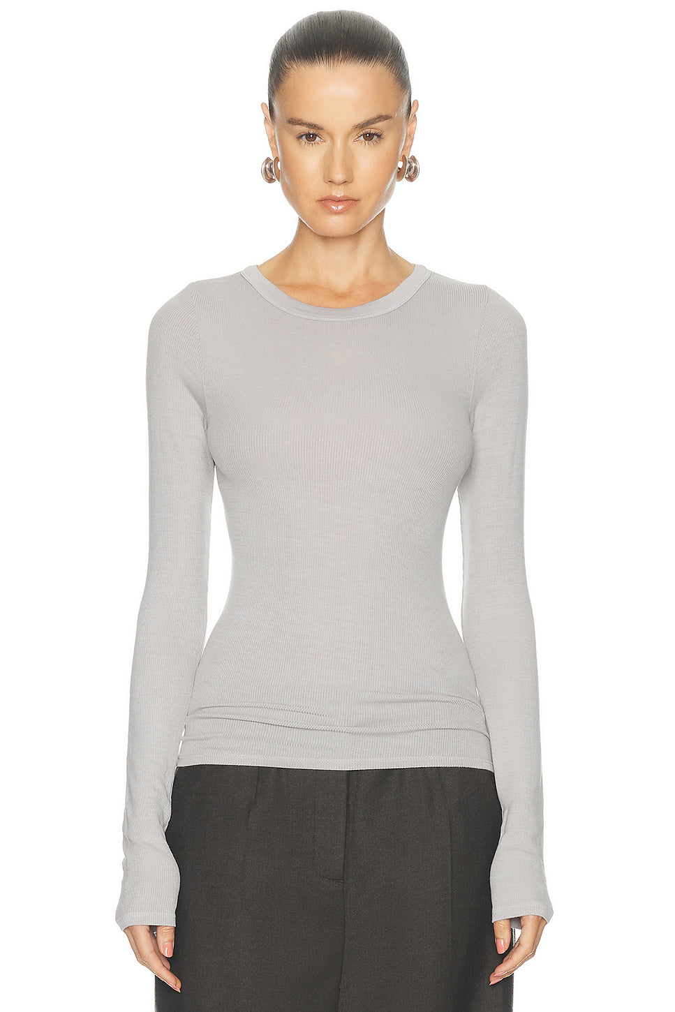 Silk Rib Essential Crewneck Top