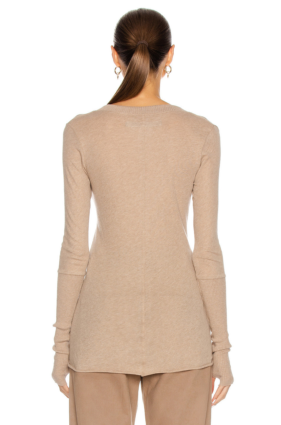 Cashmere Long Sleeve Cuffed Henley Top