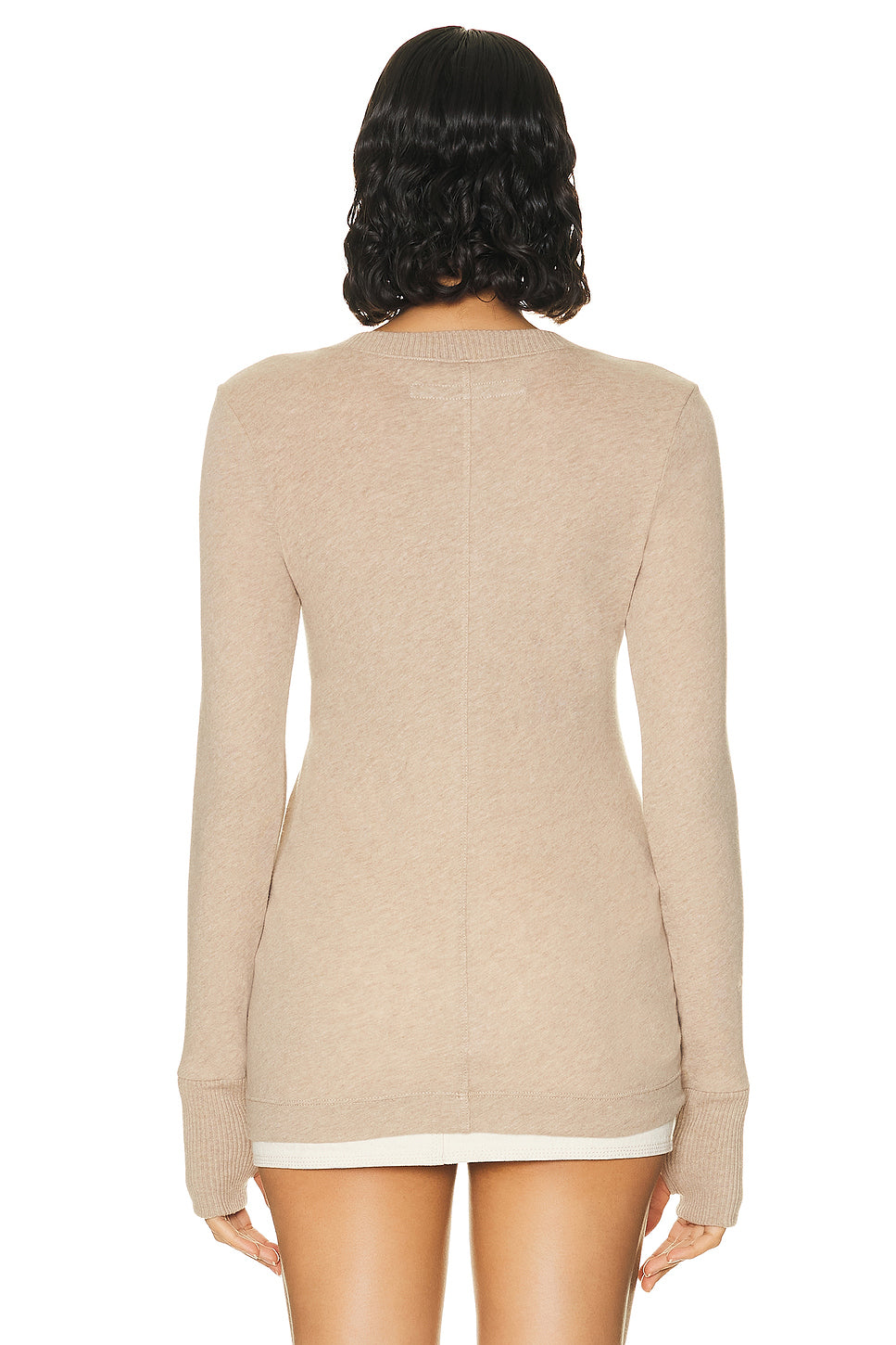 Cashmere Easy Cuffed Crew Neck Top
