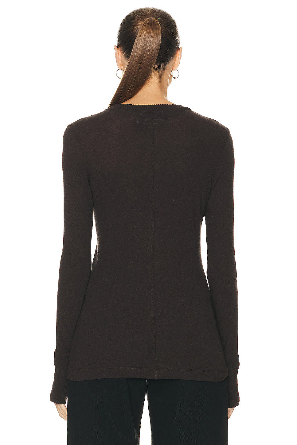 Cashmere Easy Cuffed Crew Neck Top