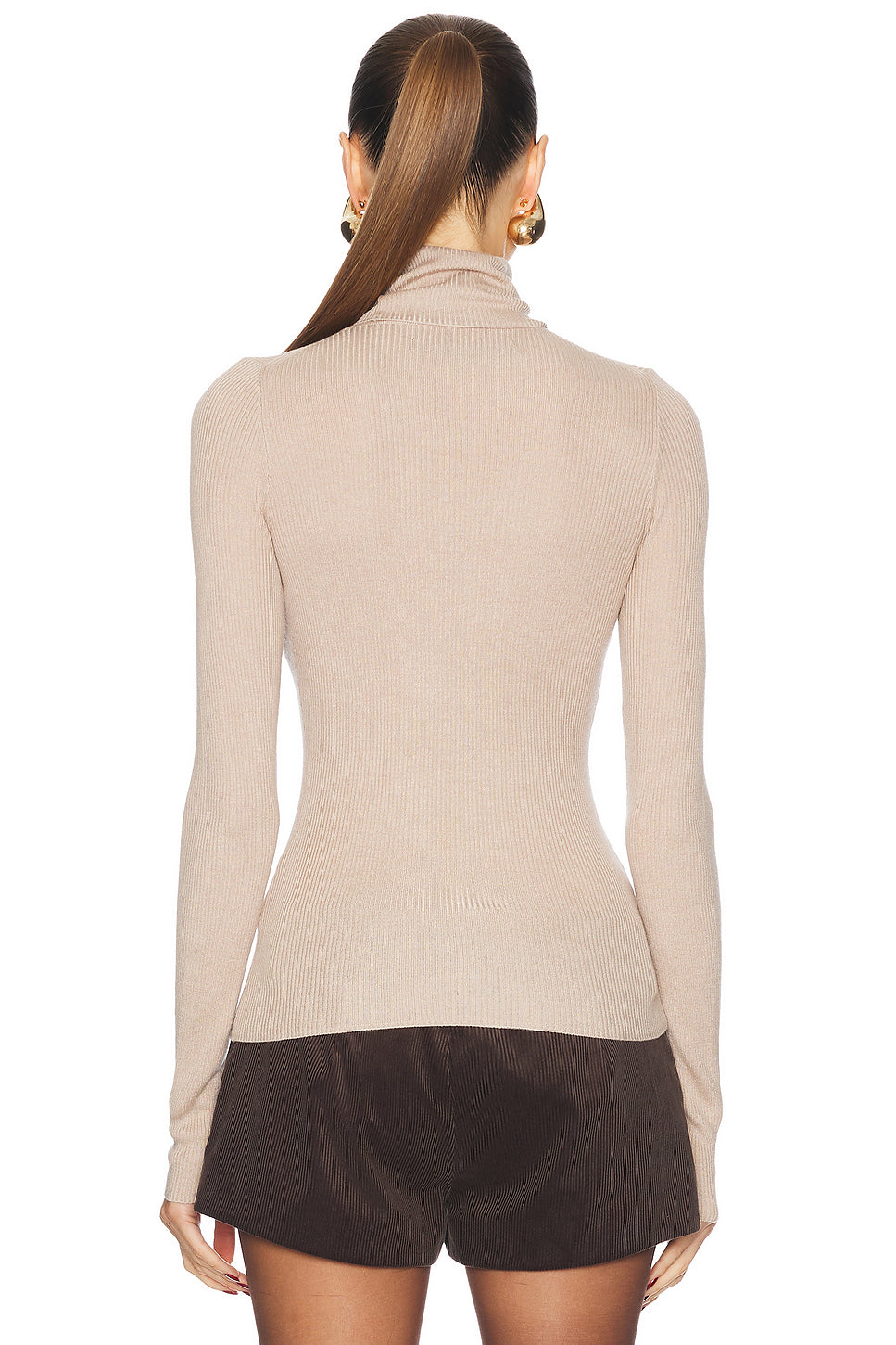 Silk Rib Turtleneck Top