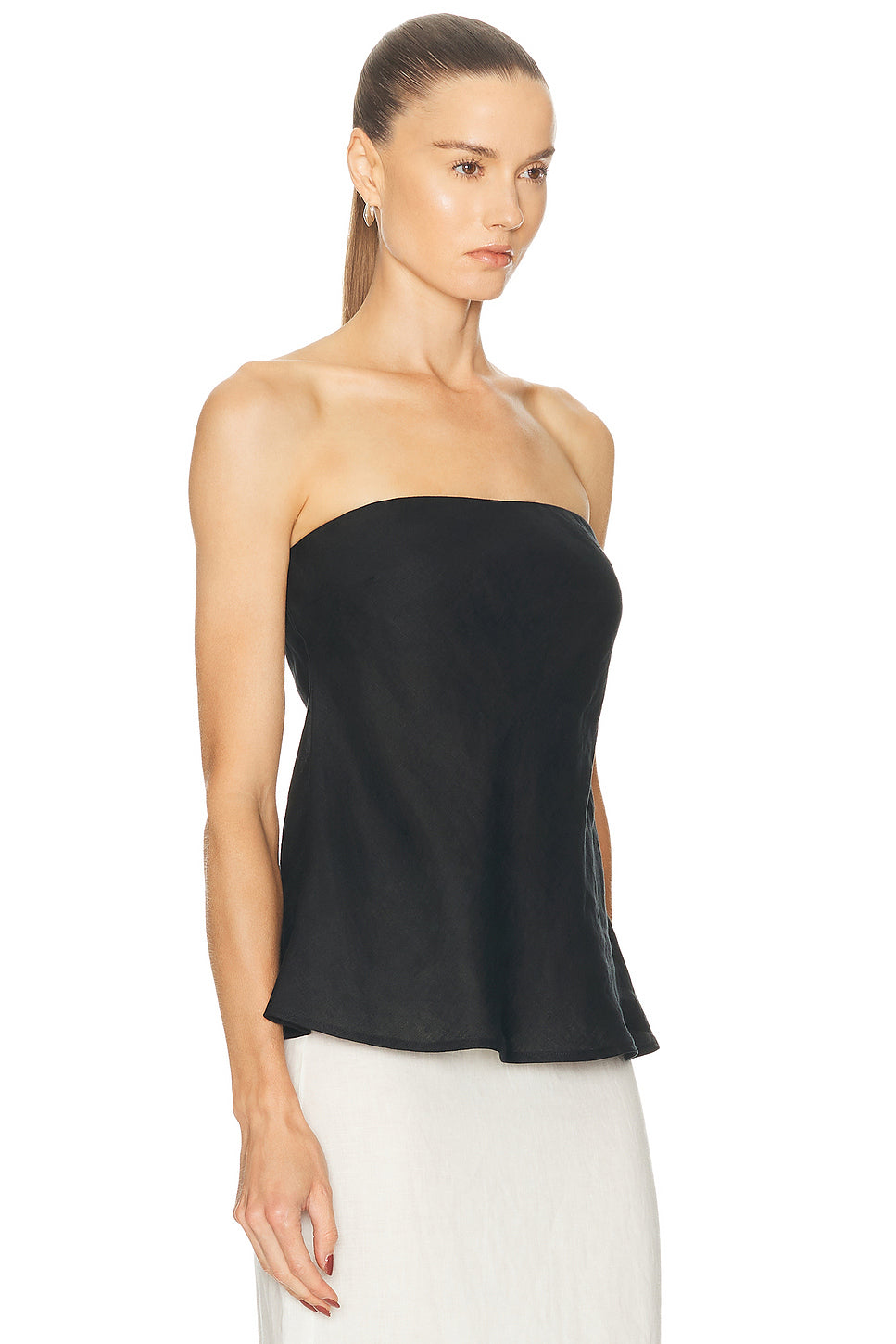 Linen Strapless Tunic Top
