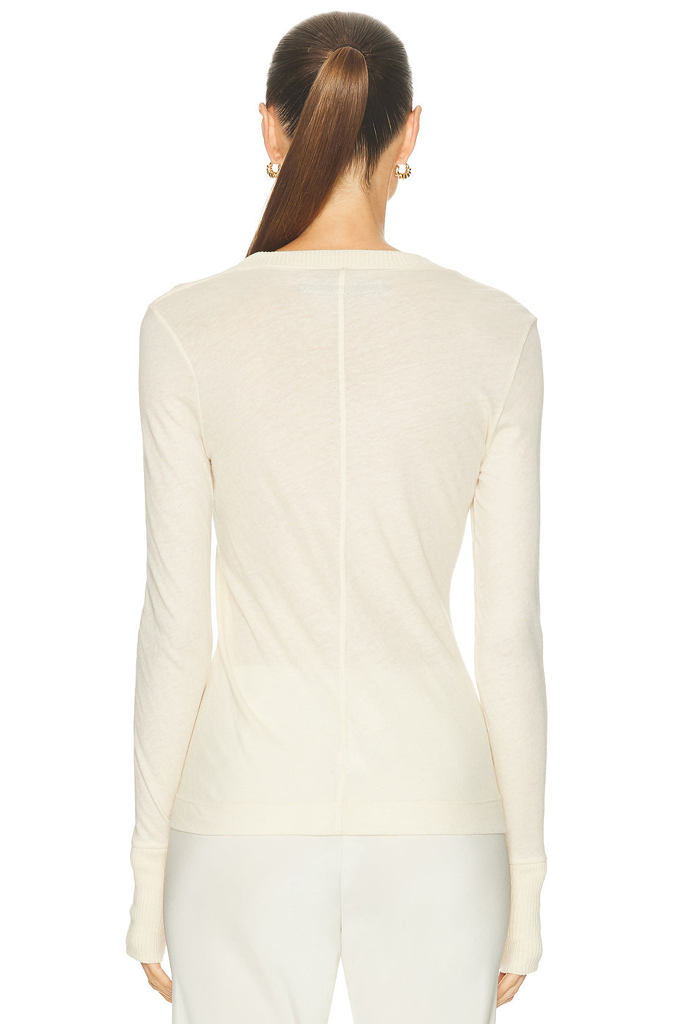 Cashmere Easy Cuffed U Neck Top
