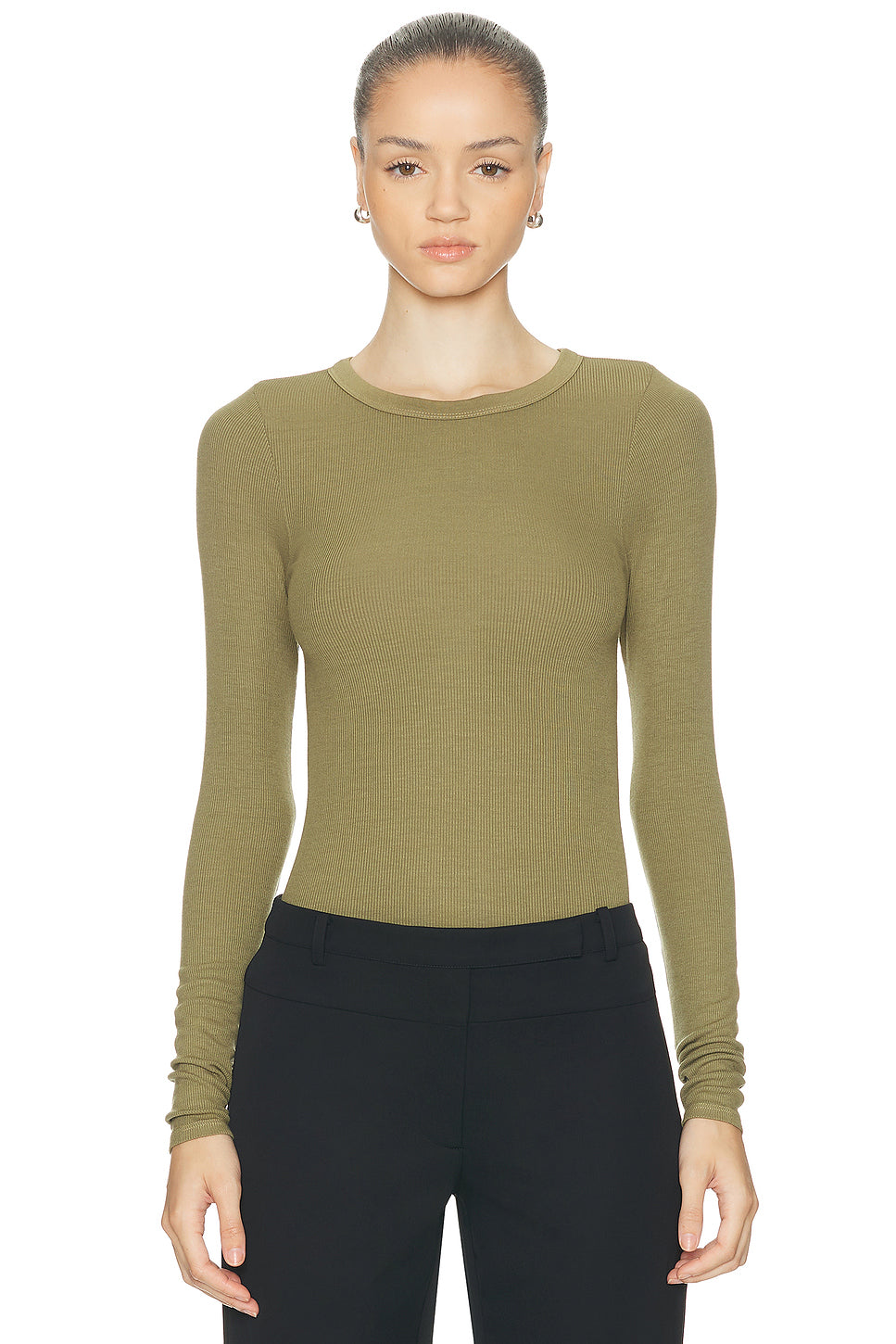 Silk Knit Long Sleeve Crewneck Top