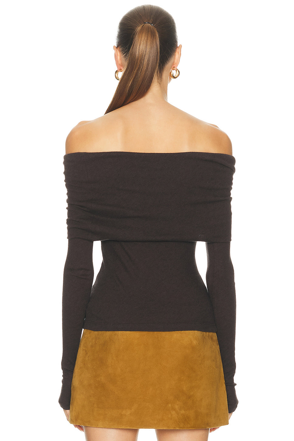 Cashmere Long Sleeve Off Shoulder Top
