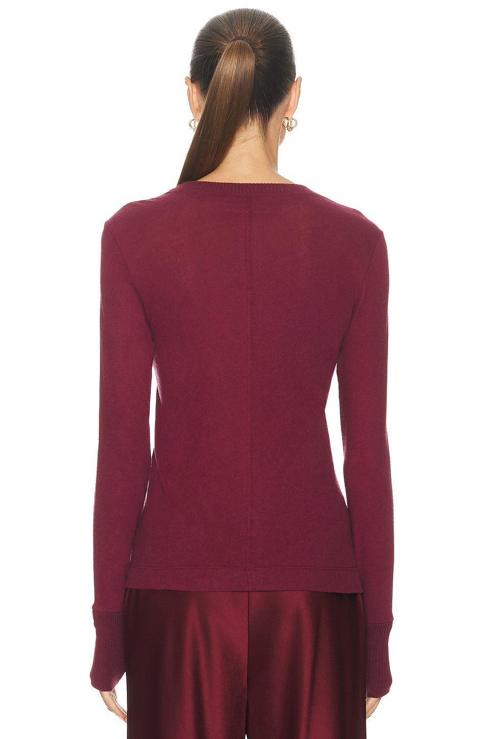 Cashmere Easy Cuffed Crewneck Top