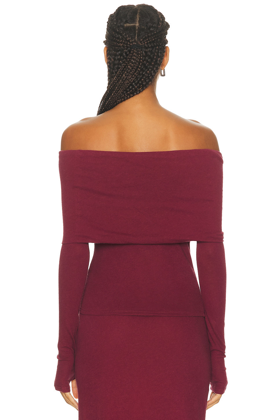 Cashmere Long Sleeve Off Shoulder Top