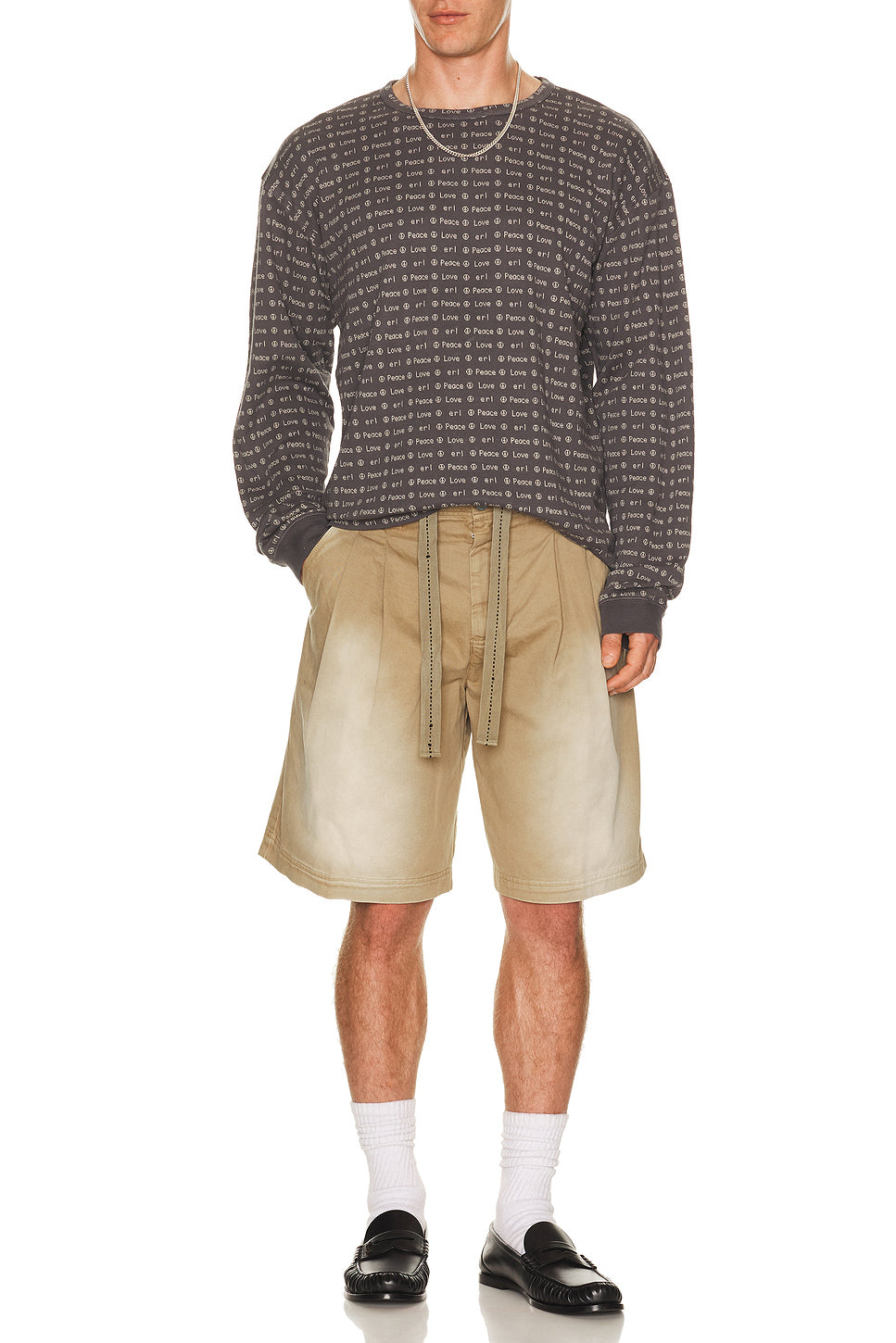 Unisex Pleated Chino Shorts Woven