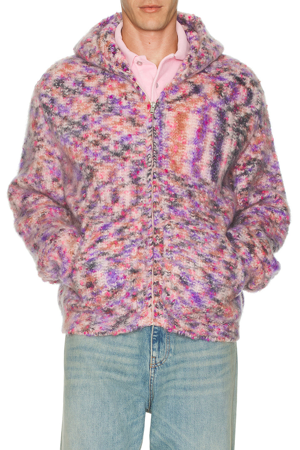 Zipped Wool Mohair Hoodie Knit